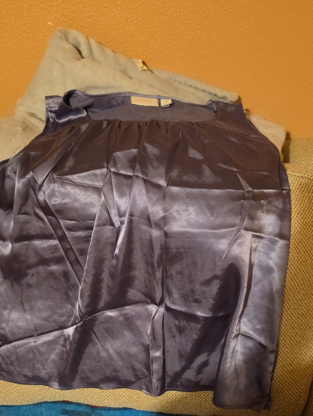Satin A-Line Women's Blouse - Dark Purple